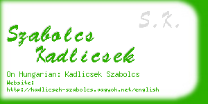 szabolcs kadlicsek business card